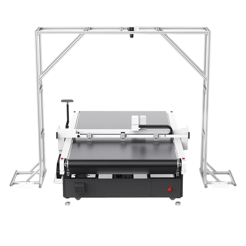 dual blade cnc oscillation cutter machine with conveyor and ccd