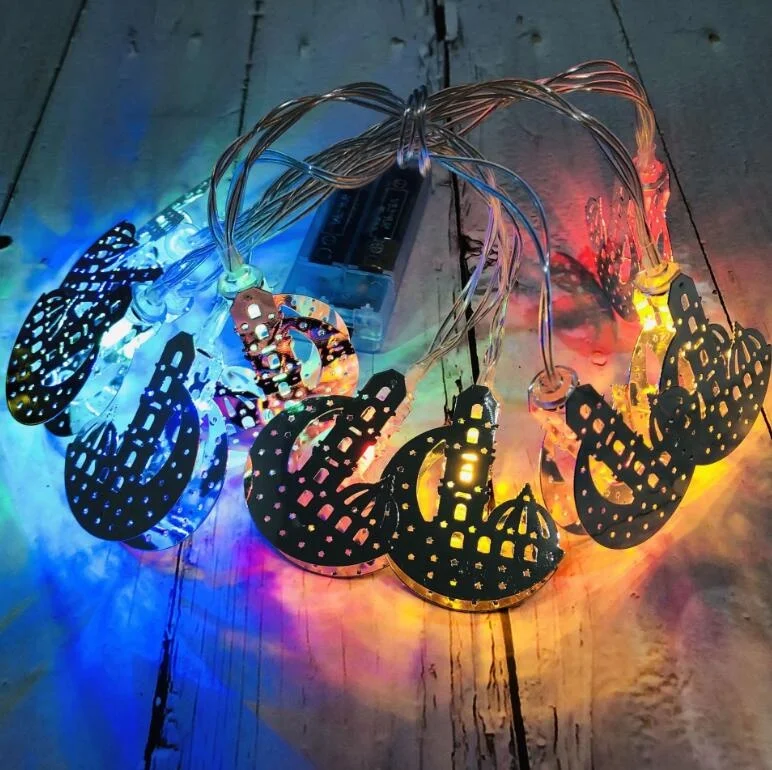 Ramadan lighting Festival Decoration Pendant Muslim Eid al-Fitr iron House Castle Light For Islamic Decorations Party Decoration