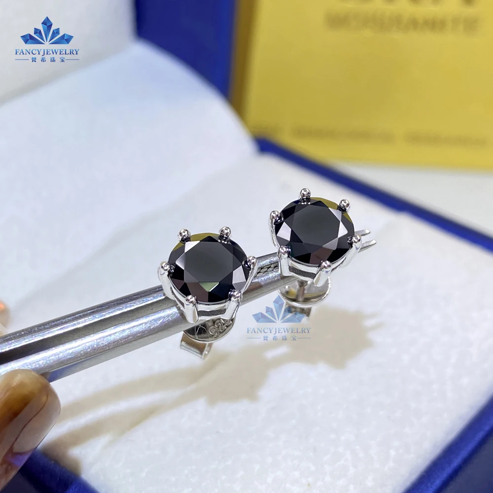 Factory Price 18K Gold Plated Earrings 0.5ct 2ct VVS1 Colored Moissanite Stud 6.5mm 8mm Moissanite Earings GRA Certificate