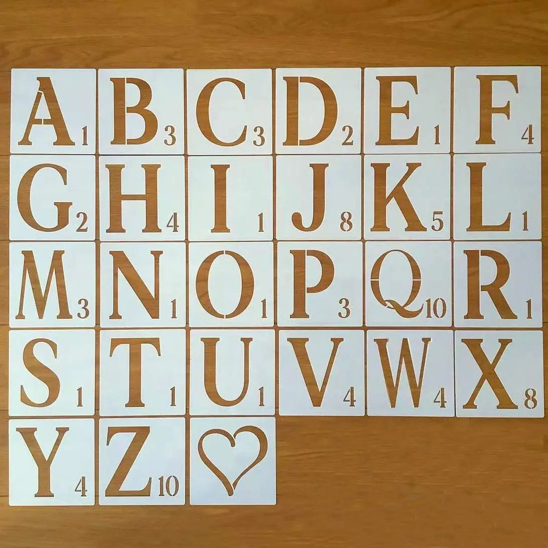 Letter Stencils 4 Inch, Large Stencil Letters Alphabet Painting Stencils Reusable Drawing Templates for Painting on Wood,Wall
