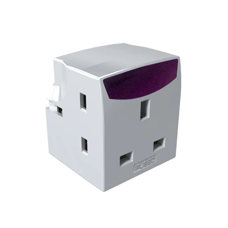 Many Hot Sale UK standard Multi Plug 3 Outlets Multi Wall Socket Plug Power strip