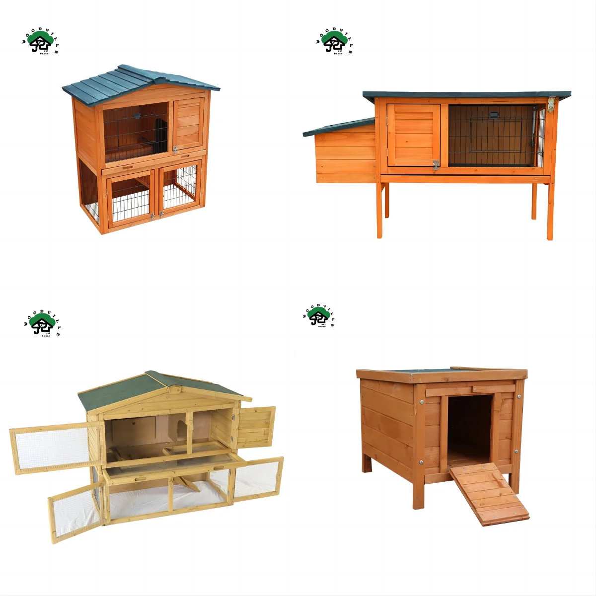 WoodVille Compartment Backyard Wooden Large Sloping Roof Chicken Coop With Wheel