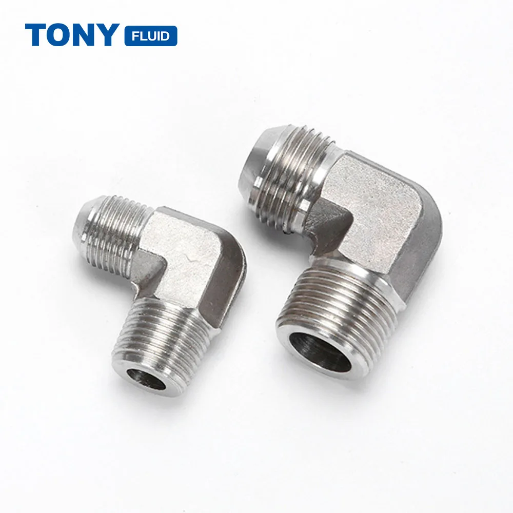 90 Degree Elbow Male JIC Flare to Male BSP NPT Stainless Steel High Pressure Pipe Fitting