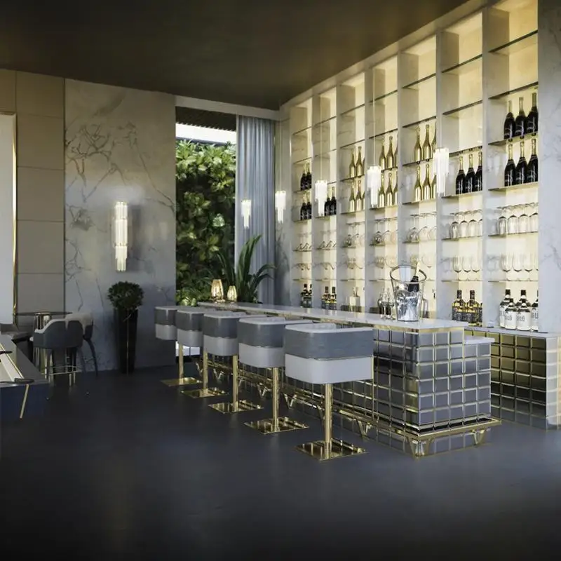 Manufacture Custom Metal Bar Furniture Made Luxury Stainless Steel Frame Black Modern Barstool