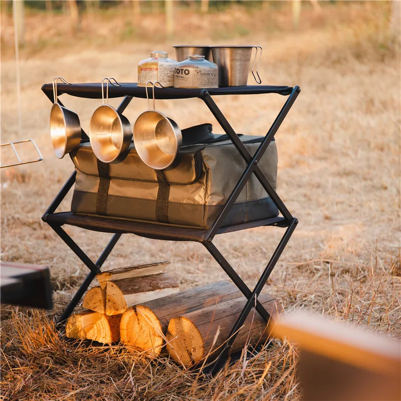 Onwaysports Aluminum Outdoor Three-tier Shelf Folding Camping Storage Shelf With Carry Bag