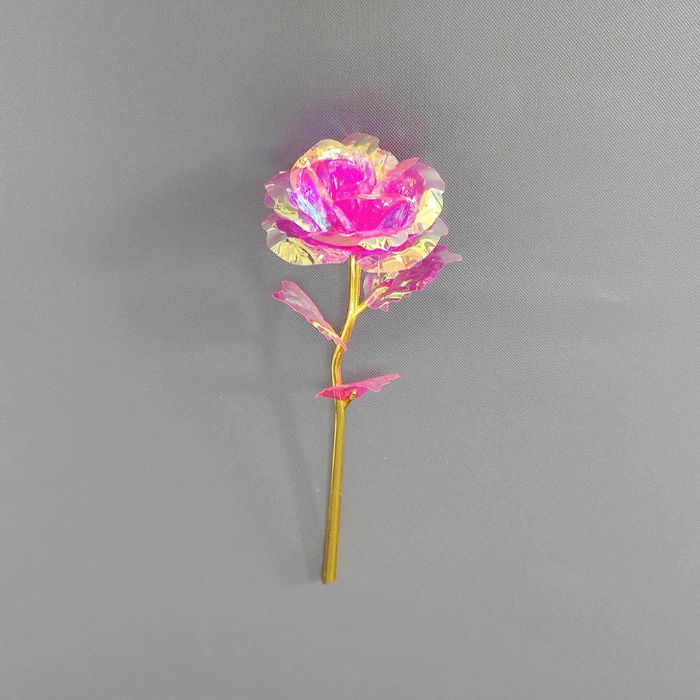 Wedding Centerpiece Gold leaf rose Decoration Artificial Flower Pink Roses Real Touch Long Stem Pink Artificial Rose