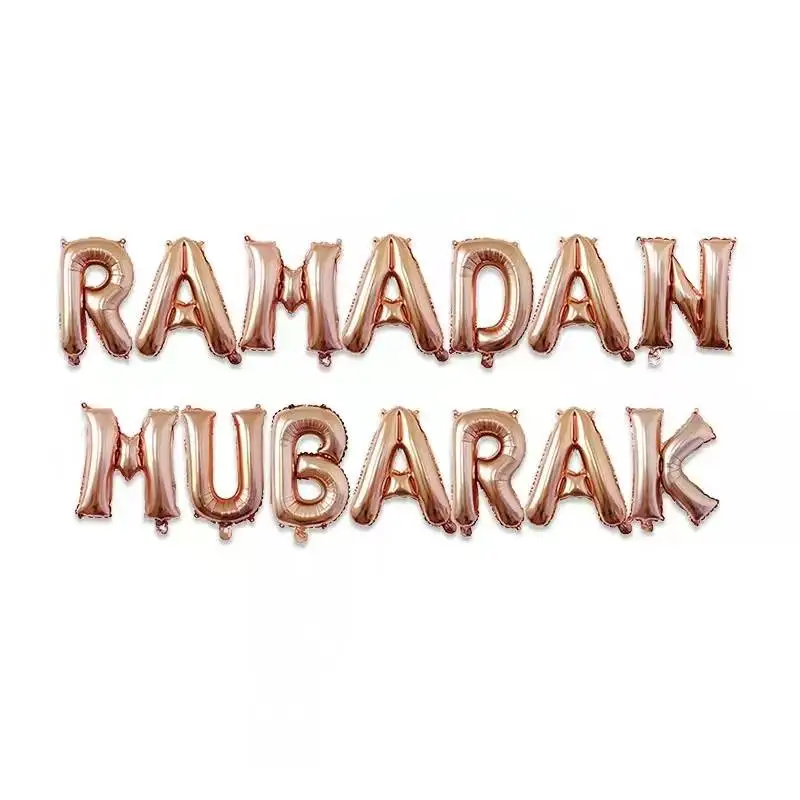 EID 16 Inch Ramadan Mubarak Banner Bunting Foil Balloon for Party Decoration Metallic Aluminum Ballon Ramadan Kareem Decor Ball
