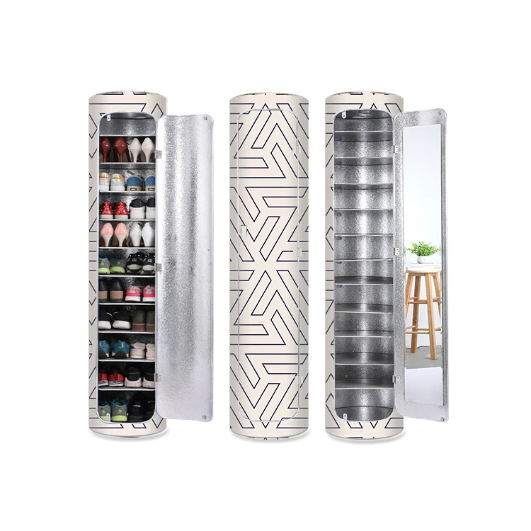 360 Revolving Entrance Furniture Oriental With Mirror Modern Shoe Storage Cabinet