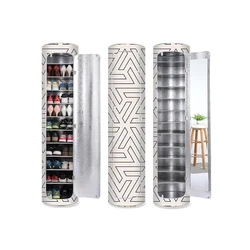 360 Revolving Entrance Furniture Oriental With Mirror Modern Shoe Storage Cabinet