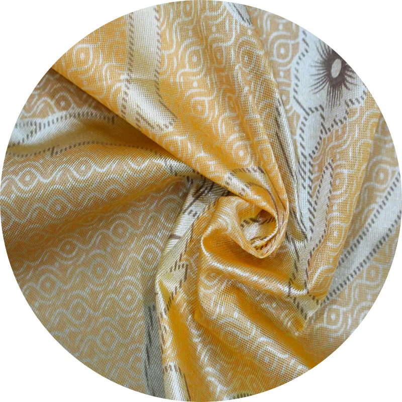 Warp Knitted Gold Powder Printed Home Textile Bedding Mattress Polyester Satin Jacquard Bedding Mattress Ticking Cool Fabric