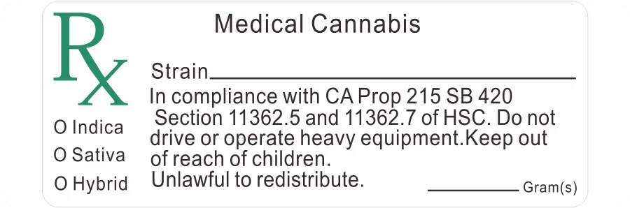 Hybsk Generic Medical Strain Labels - State Compliant Medical , Pot Labels Sticky Icky Identifier