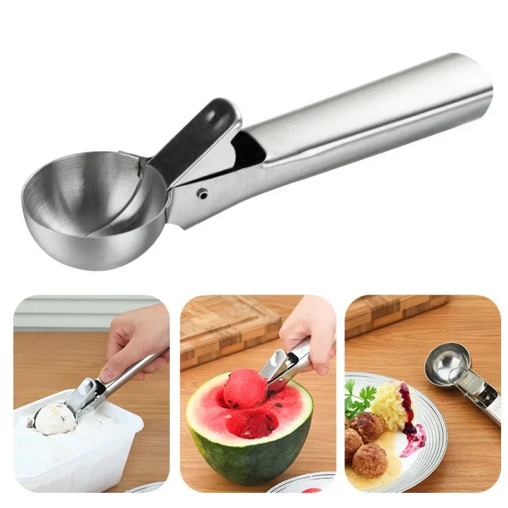 High Quality Stainless Steel Ice Cream Scoop Easy Release Watermelon and Cookie