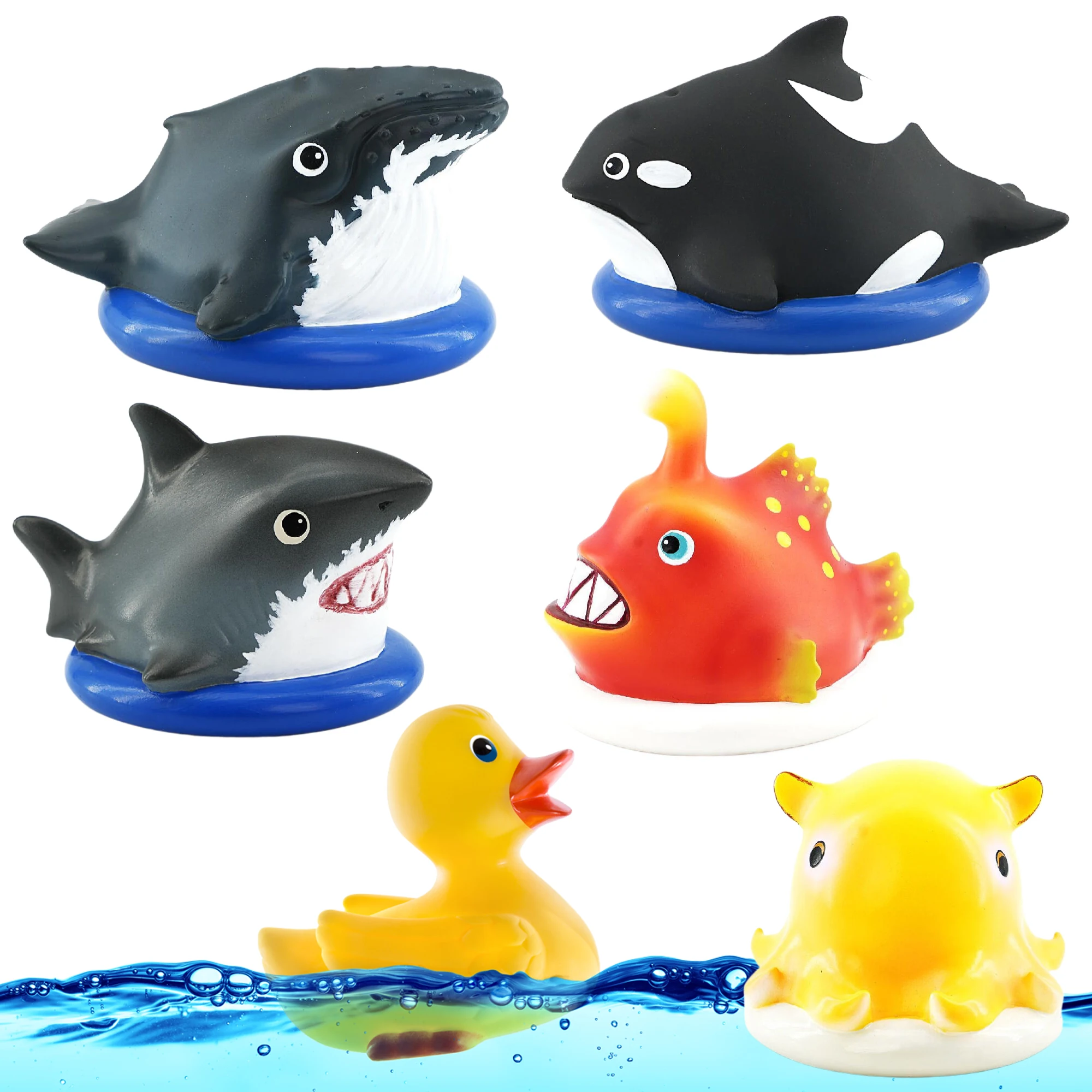 Realistic High Quality Soft PVC Plastic Rubber Duck Bathing Toys Realistic Eco-friendly Bathtub Toys Sealife Series