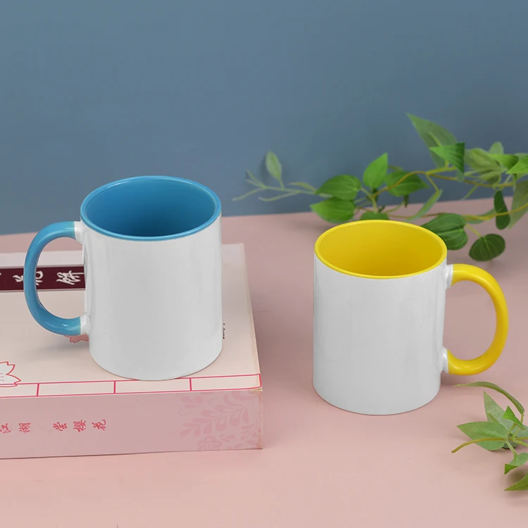 11Oz Sublimation White Ceramic Blank Porcelain Print Logo Coffee Custom Mug Color Inside