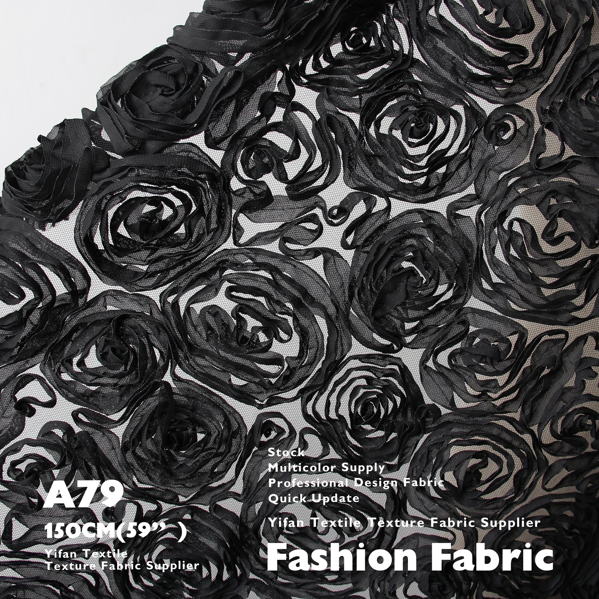 New Fashion Design Luxury Organza Lace Embroidery Fabric 3D Rose Mesh Fabric Jacquard Lace Fabric For Wedding Dress Curtain