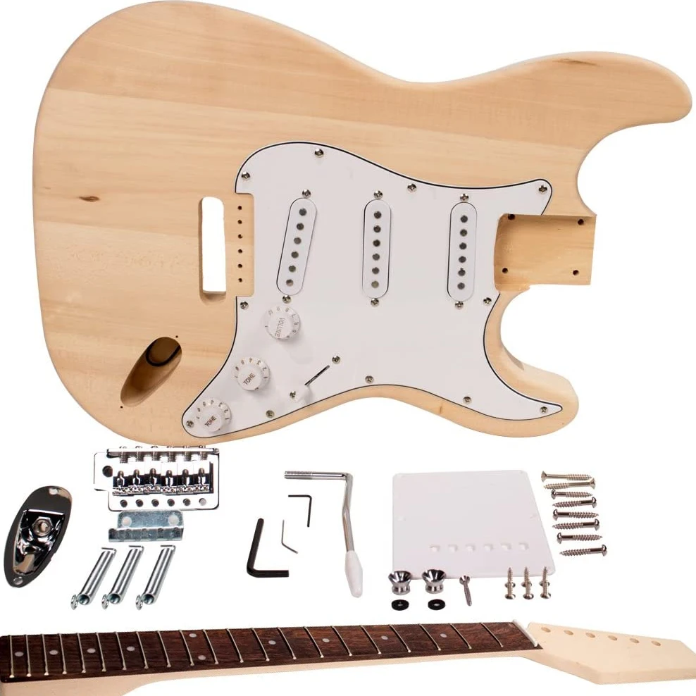  Amuky дешевые китайские Заказные OEM DIY Stratocast наборы электрогитары Strat купить оптом онлайн ST