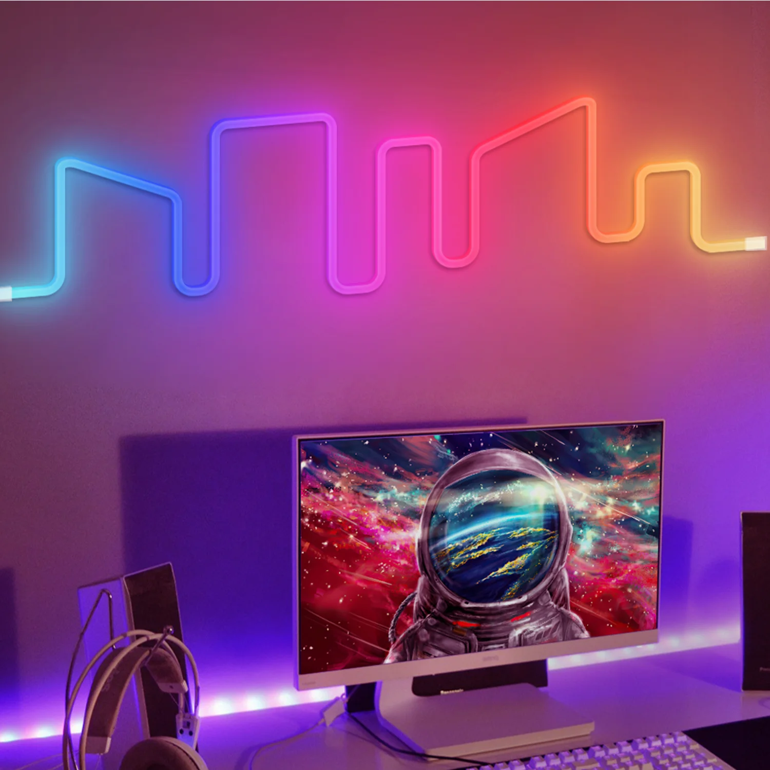 RGB неоновая Светодиодная лента 8 мм * 16 умные веревочные огни 12 В 4 фута приложение музыкальная синхронизация меняющая цвет свет совместимый с