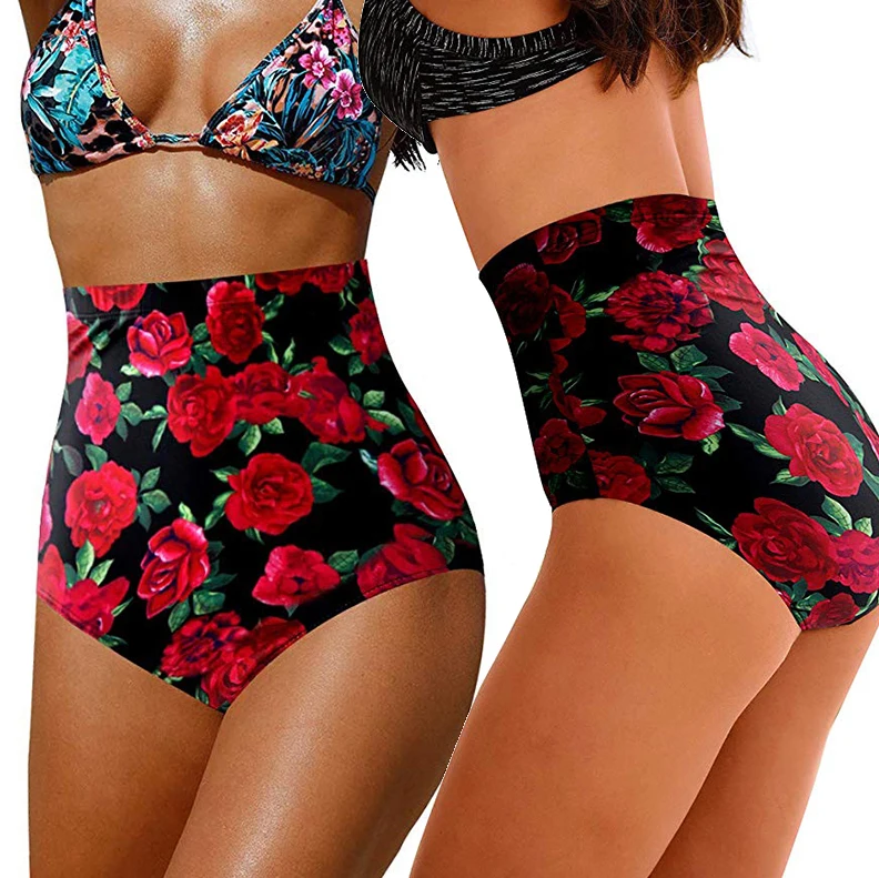 Ladymate ODM/OEM Braguita de bikini con estampado floral para mujer swim shorts Hipster Full Coverage swimwear high waist Panty