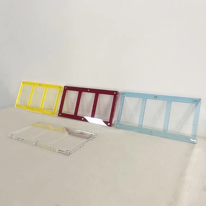 Customize Acrylic Card Display Stand Magnetic Clear Acrylic Triple Cards Display Frame Case