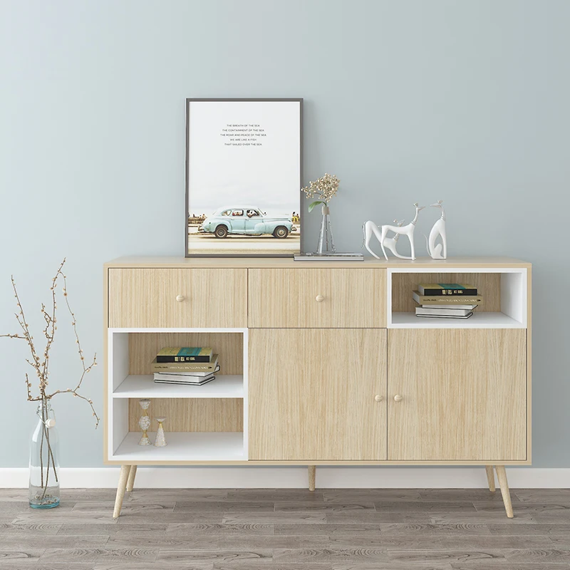Wisda Supplier Wholesale modern style wood side table storage cabinet living room reception area hallway sideboard solid legs