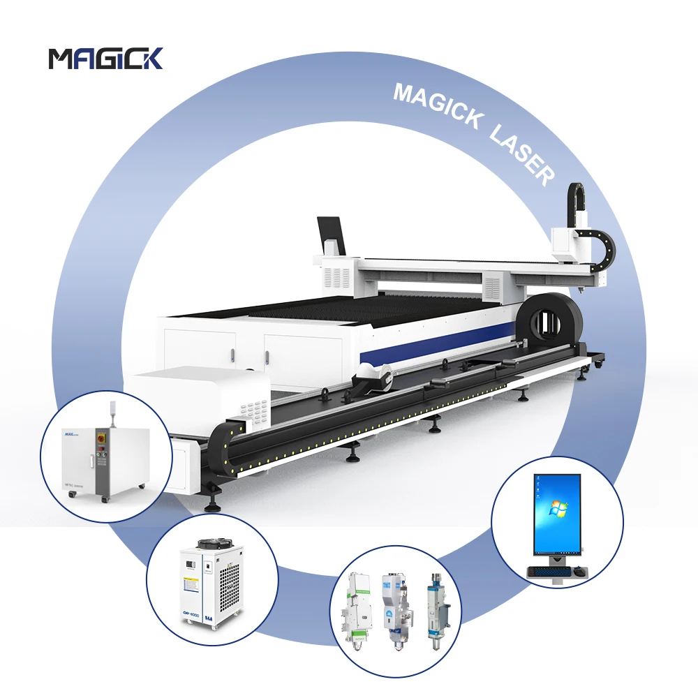 MKLASER stainless steel Dual-use Metal Sheet Pipe tube fiber laser cutting machine with Intelligent focusing laser head