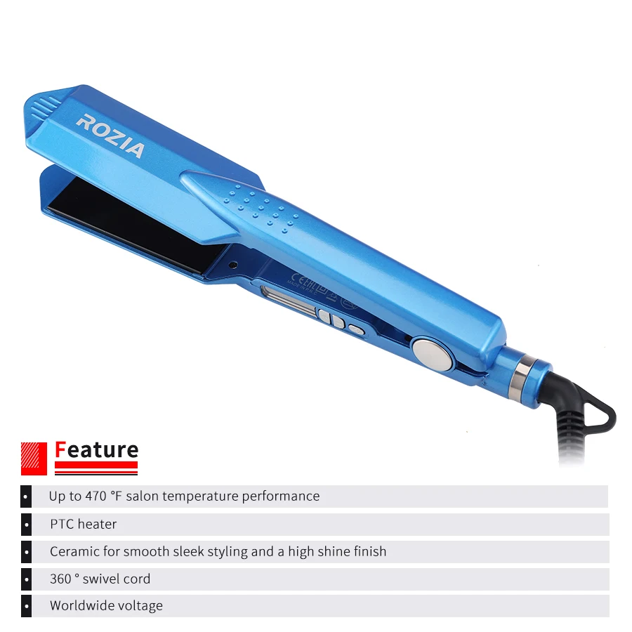 Lanumi HR-745 Salon Flat Irons Hair Straightener blue Flat Iron Adjustable 2 in 1 Electric Ceramic Coating Hair Straightener