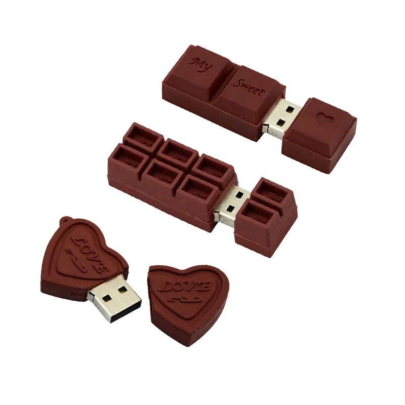 Рекламные вкусные Lover USB флэш-накопитель шоколада в форме флэш-накопитель 8 Гб оперативной памяти, 16 Гб встроенной памяти, 32 ГБ, 64 ГБ, характеристики ковриков с печатью под заказ для свадебного подарка для фруктов