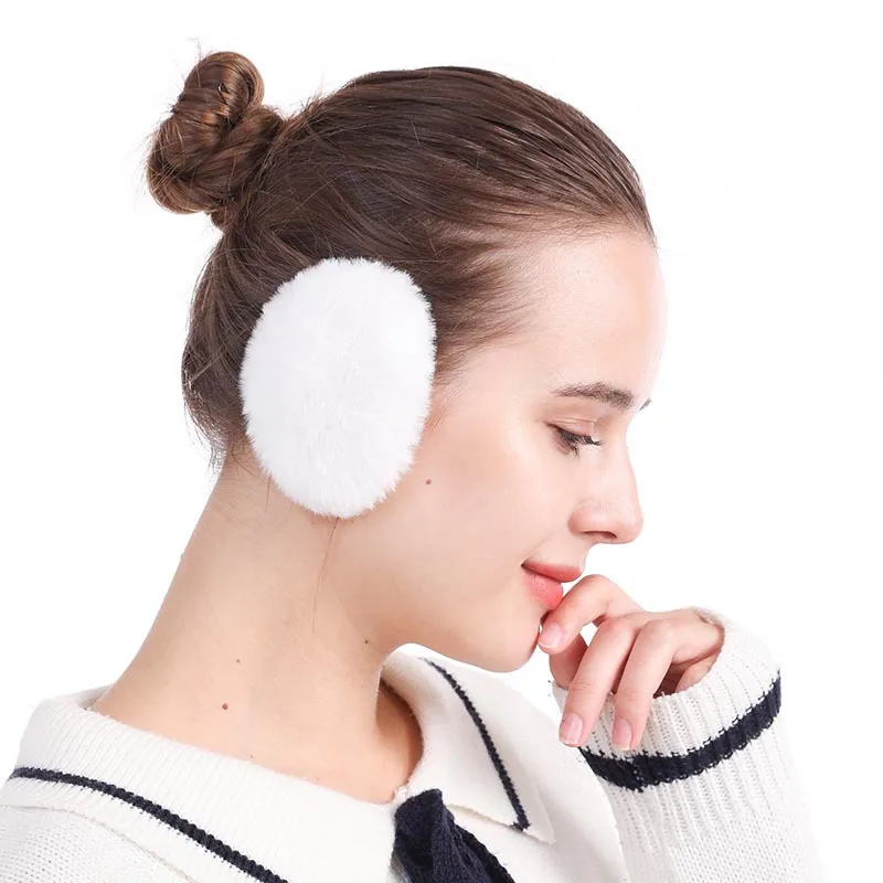 2022 Wholesale Earmuffs Supplier Winter Warmers Protection Independent Cute Warm Windproof Plush Rabbit Fur Ear Muffs