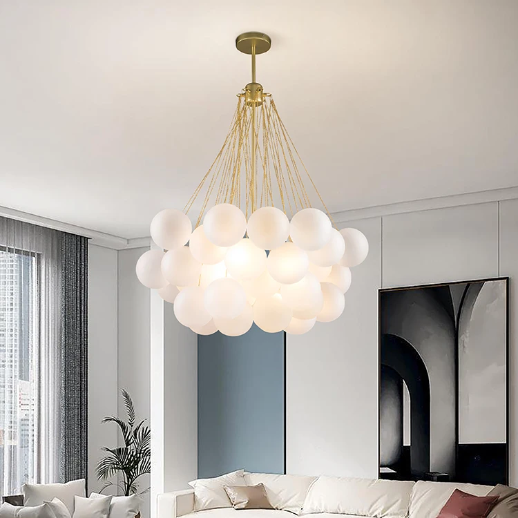 Home Decor Glass Lamp Shade Light Fixtures Iron Dining Room Pendant Creative Glass Ball Modern Pendant Light Led Chandeliers