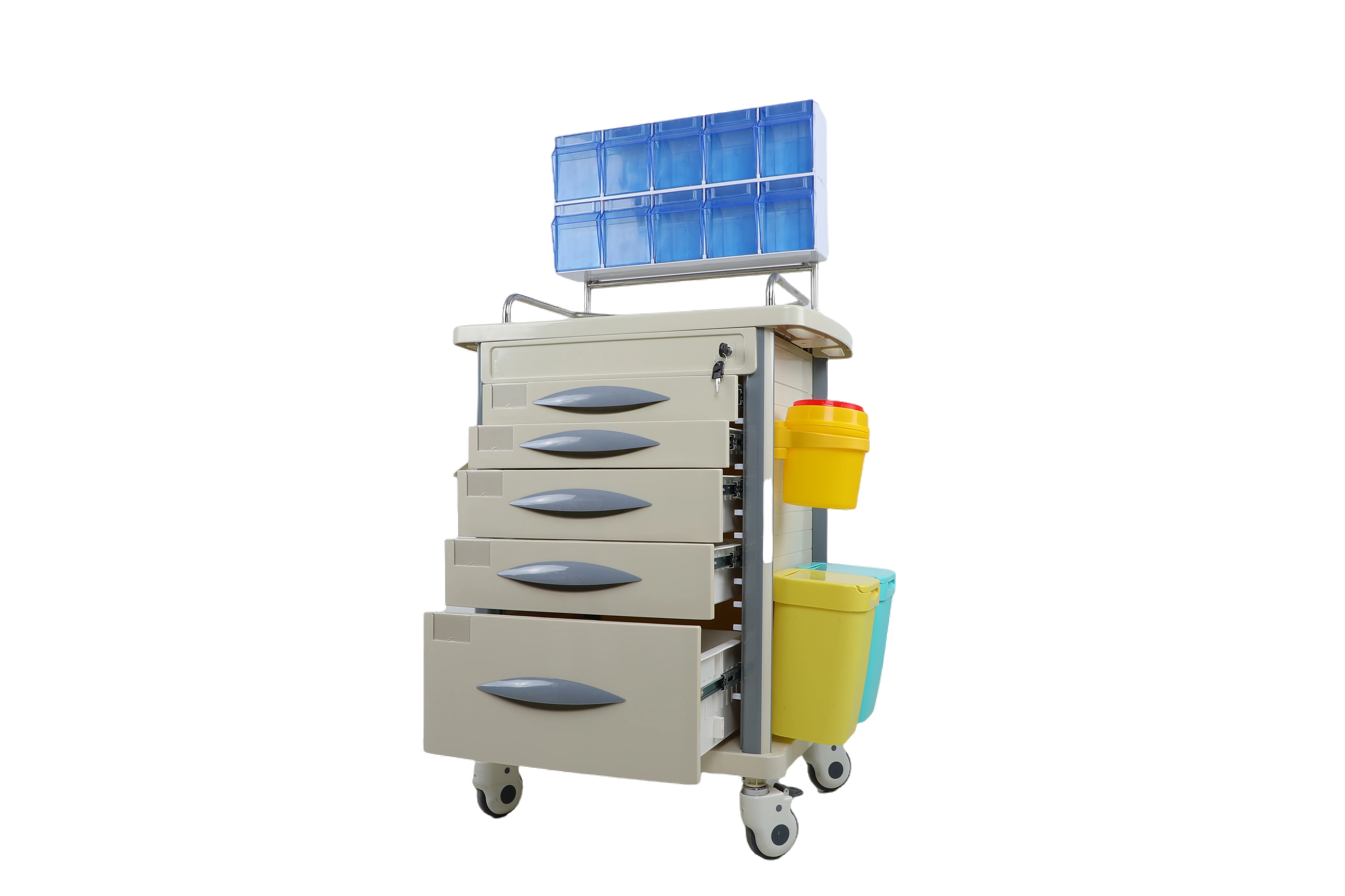 Ginee Medical ABS Hospital Anesthesia Medical Trolley Cart Manufacturer with 4/5/6/2 drawers