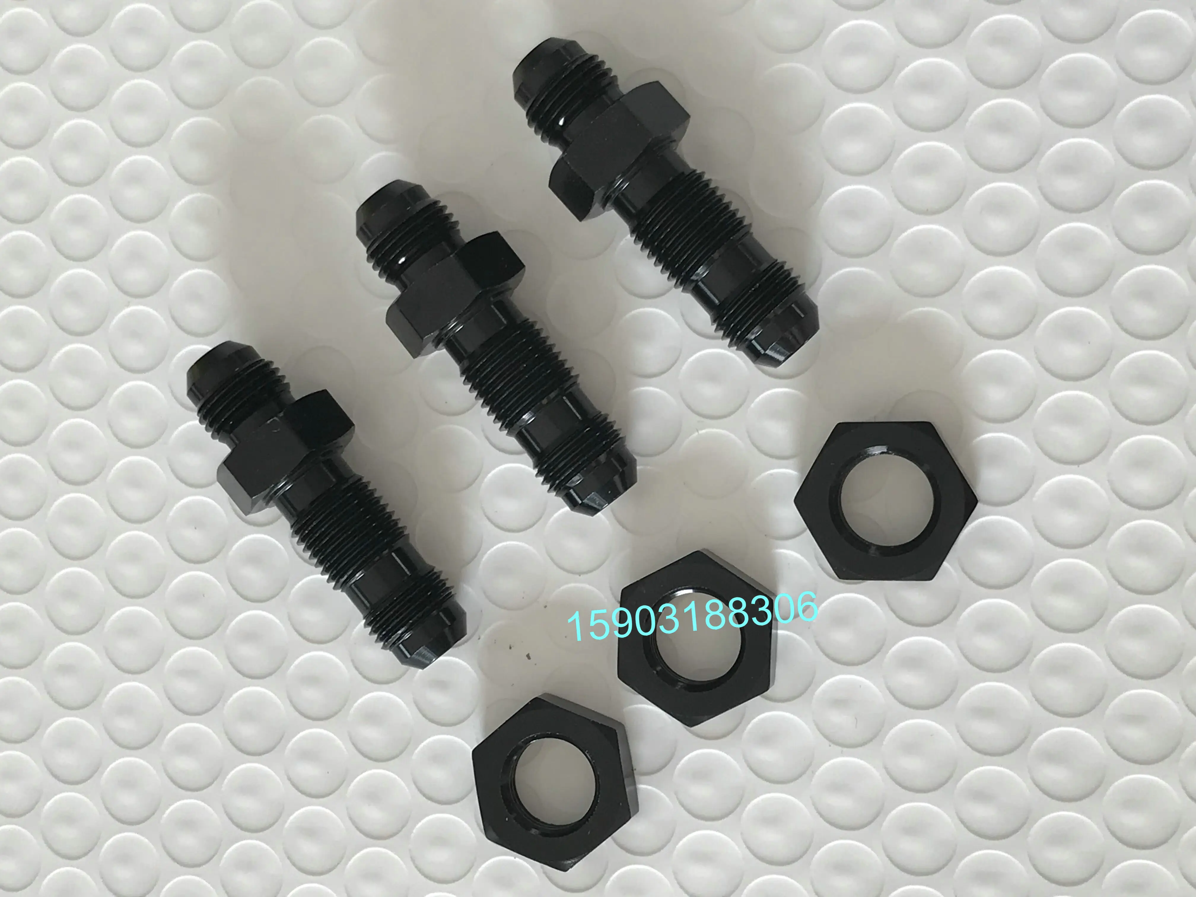 
-AN3-AN16 Anoized Aluminum Straight Male Thread Flare Bulkhead Finish Fitting With Bulkhead Nut Hose Ends 