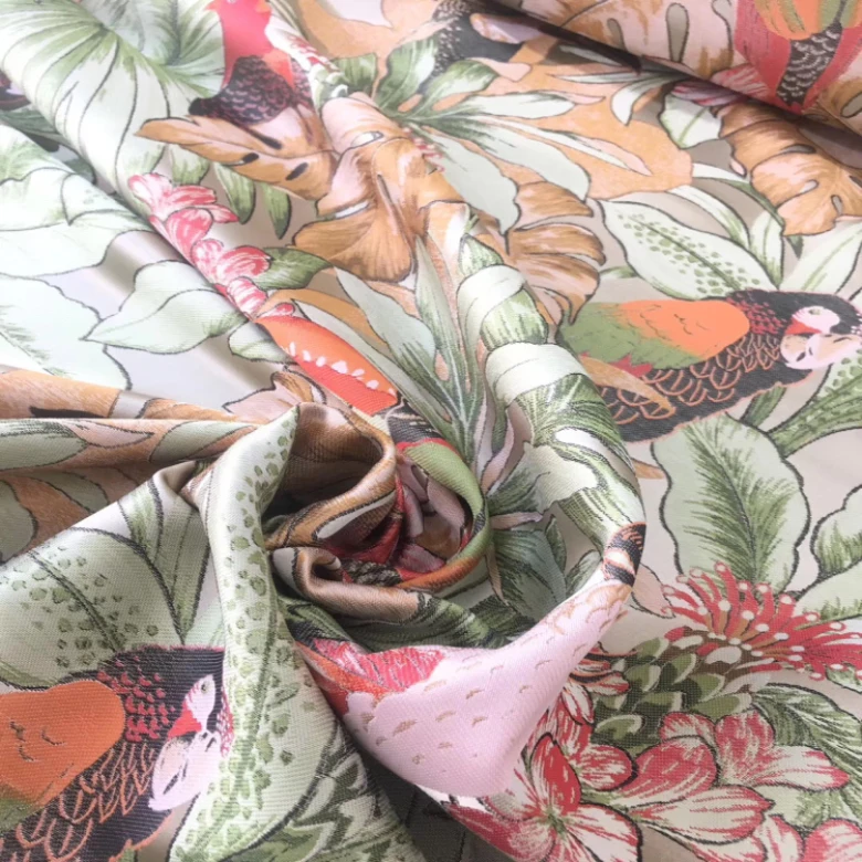 flowers pure silk satin jacquard fabric/ brocade dobby silk fabrics