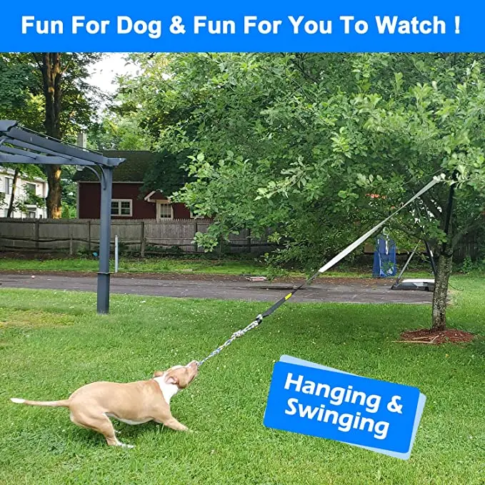 Outdoor Bungee Tug Toy, Dog Toy Hanging from Tree for Small to Large Dogs, Interactive Exercise Play Rope Cord & Tether Tug