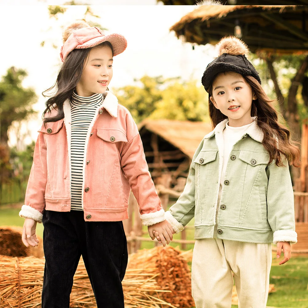New Winter Girls Jackets Coats Thick Warm Parka Kids winter clothes Outerwear corduroy Girls Coat