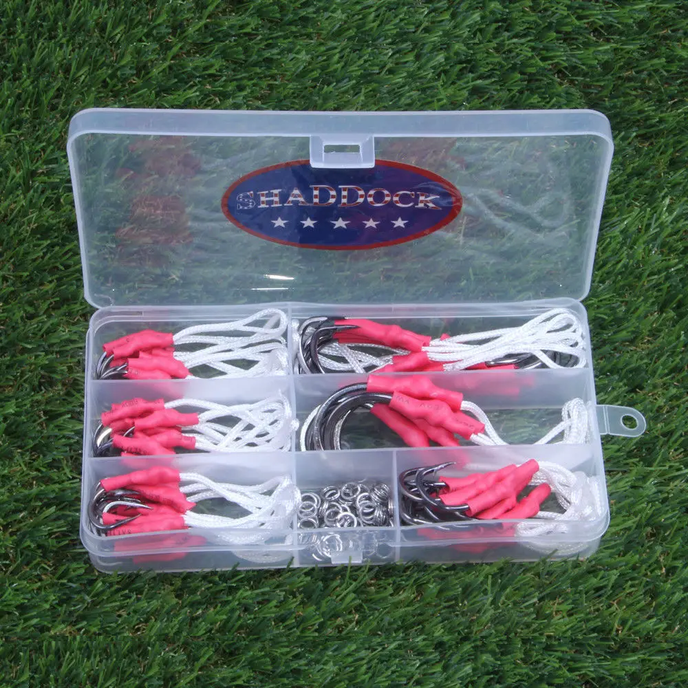 106Pcs/Box  2/0-10/0 Stainless Steel Jigging Hooks Live Bait Hook with PE line Saltwater Fishing Hooks