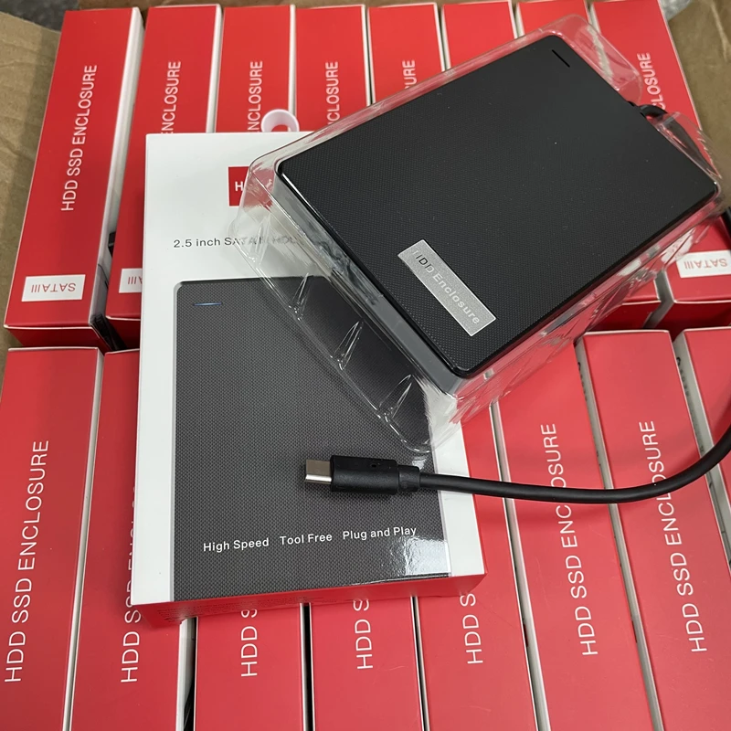 Hot sell external case 2.5 inch Hdd enclosure Usb 3.0 Built in cable with Type-c interface Hard drive case