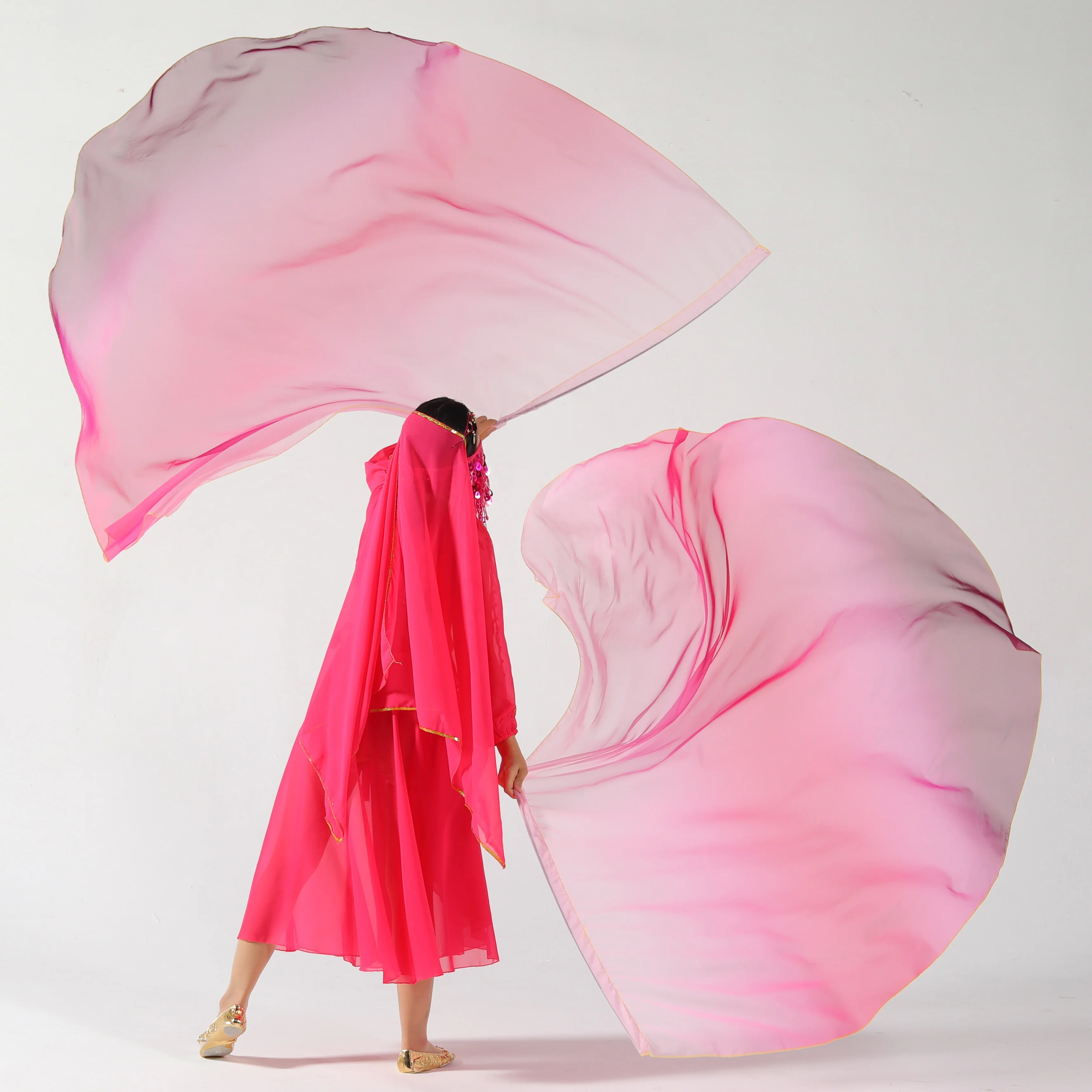 1 Pair Praise Dance Worship Flags Semicircle Worship Angel Wing Flag for Church Dance Banner