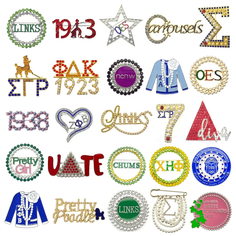 Customize Rhinestone Chi Eta Phi Greek Sisterhood Pins 1932 1923 Sorority Phi Delta Kappa Brooches For Anniversary Gifts