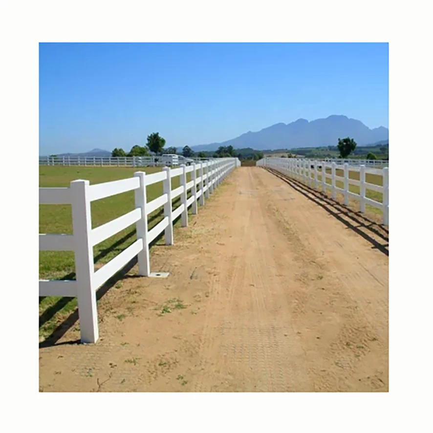 High Quality White 3 Rails Horse Fence PVC Plastic Horse Arena Fencing Composite Vinyl Horse Fences