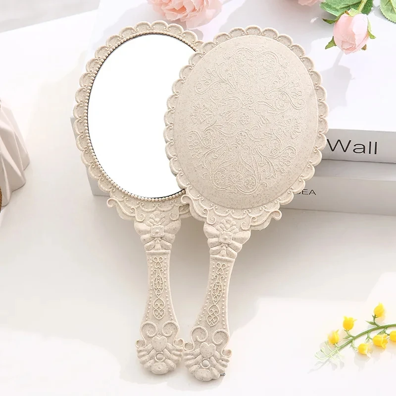 Wholesale Gold Silver Black Oval Retro Hand Mirror Cosmetic Mirrors High Quality Vintage HandHeld Makeup Mirror For Women