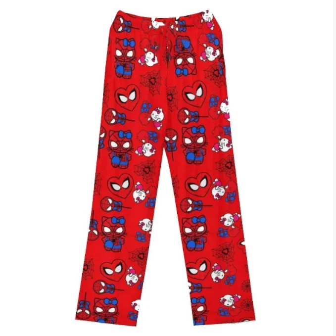 Sanrioed Christmas Hello KT Pajamas Halloween Flannel Fashion Trouserswomen Kawaii Woolen Anime Cartoon Casual Home Pant Autumn