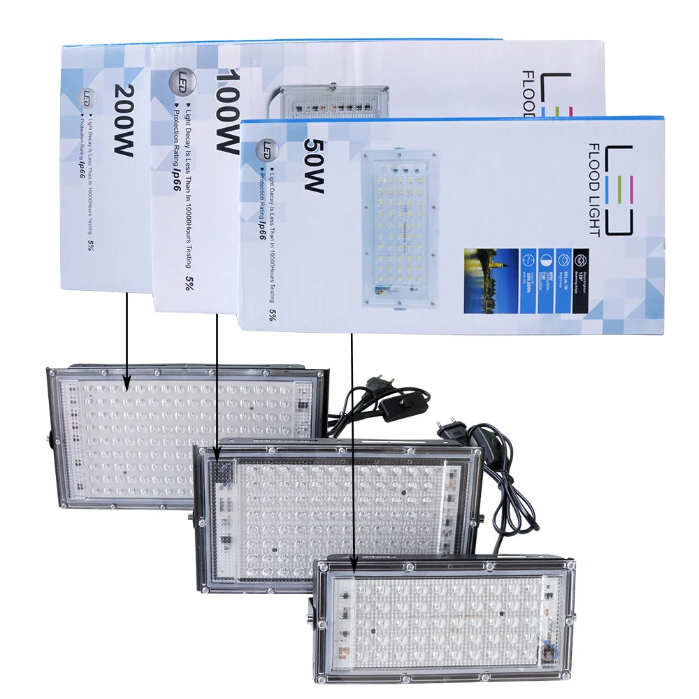 50W 100W 200W UV Black Light  Purple LED FloodLight IP65 High Waterproof 395NM Ultraviolet Flood Light