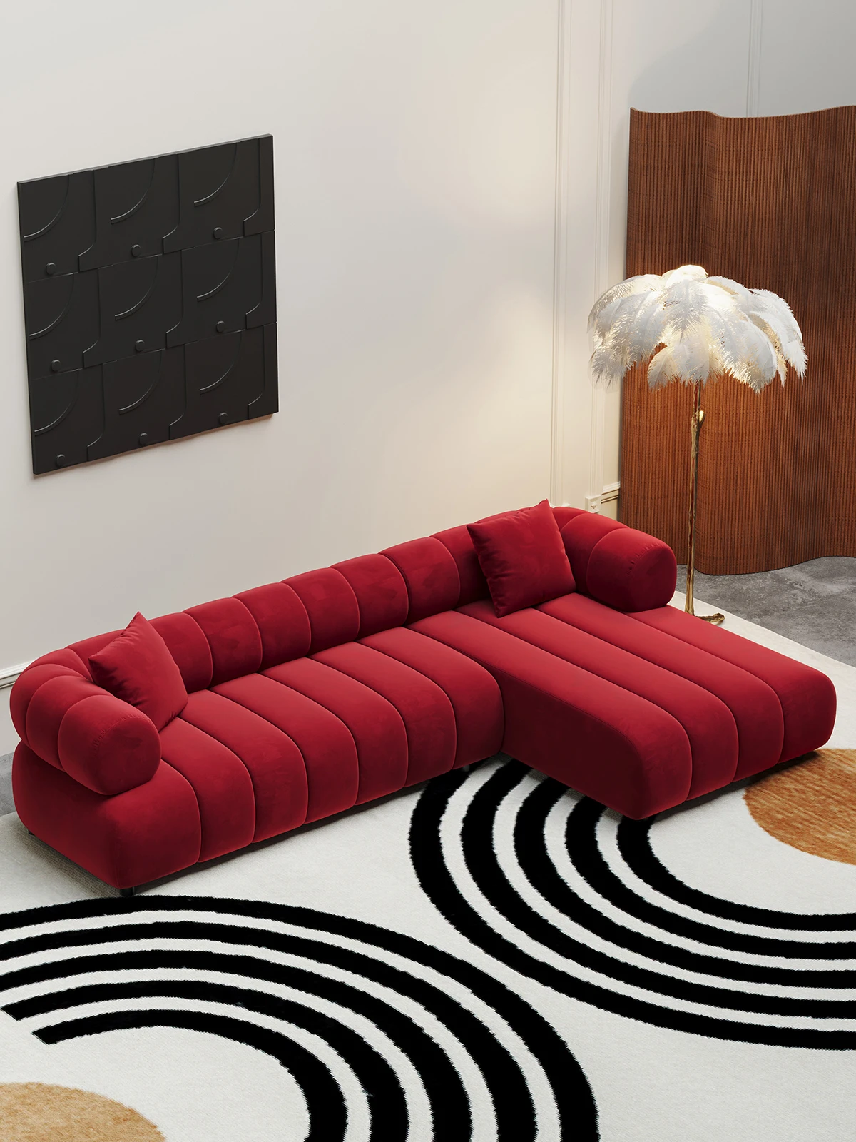 Living room loveseat fabric velvet sofa modern design soft fabric sectional sofa villa furniture high quality nubuck fabric sofa