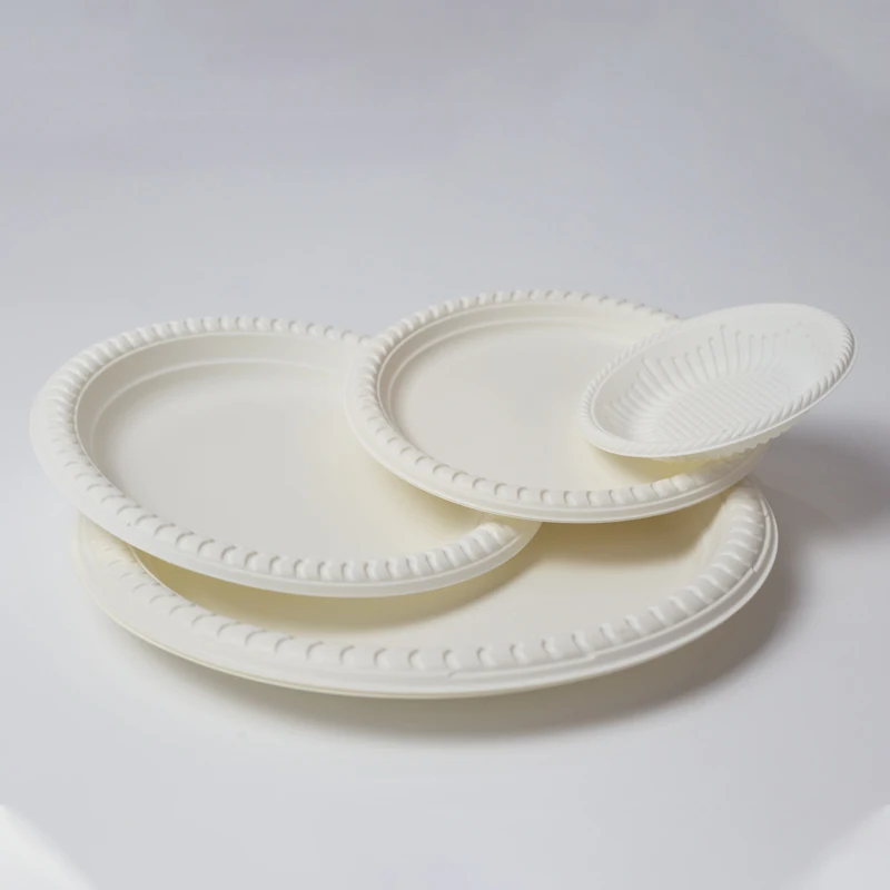 Compostable Eco Friendly Natural Corn Starch PLA PBAT Disposable Round Plates Bowl Tray Compartment Tableware