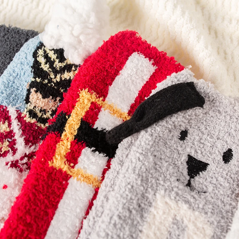 DIY Indoor Bed Sleep Cozy Winter Socks Women Cute Girls Lady Gift Fleece Plush Fluffy Fuzzy Socks With Boxes
