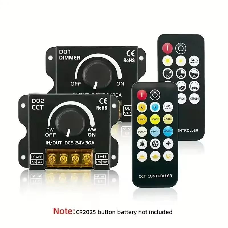 led Switch Dimmer 12V-24V 30A PWM Dimming Controller, Adjustable Brightness Light Switch Dimmer Controller for LED Strip Light
