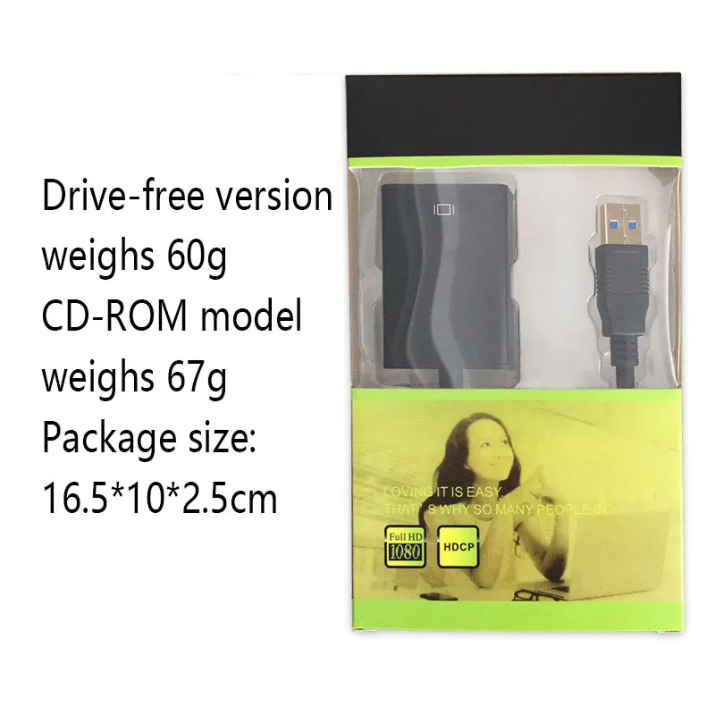 USB3.0 to HDMI Adaptor Converter Cable 3.0 USB to HDMI Adapter 1080o Compatible for Computer/Desktop/Laptop