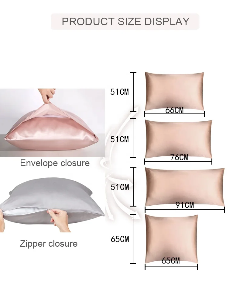 Custom Logo 100% polyester satin silk pillow case cover set gift box queen size zipper satin silk pillowcase