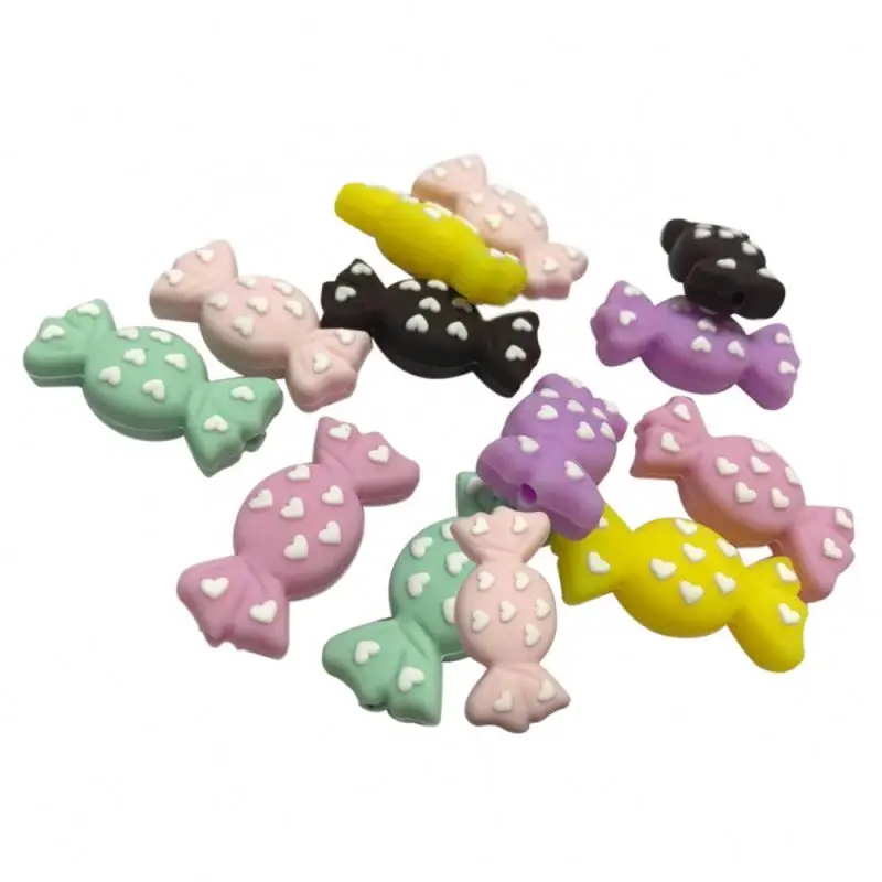 Fashion Bow Tie Sugar Shape Teething Jewelry Pacifier Chain Toy Making Focal Loose Candy Silicone Beads
