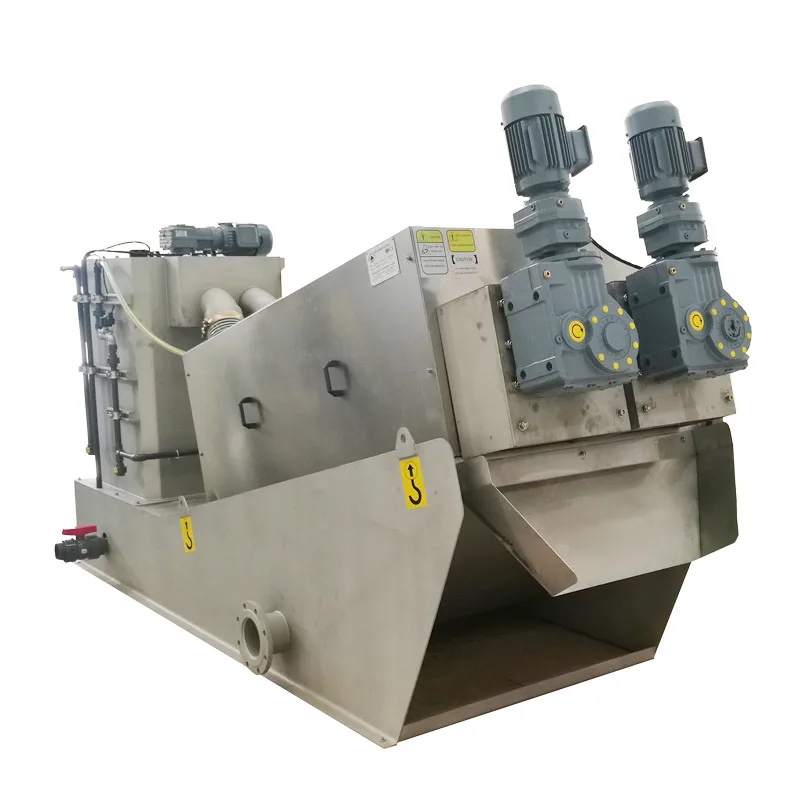 Small footprint automatic sludge dewatering screw press machine